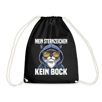 Mein Sternzeichen Kein Bock Katze - Turnbeutel - Schwarz - Vorne