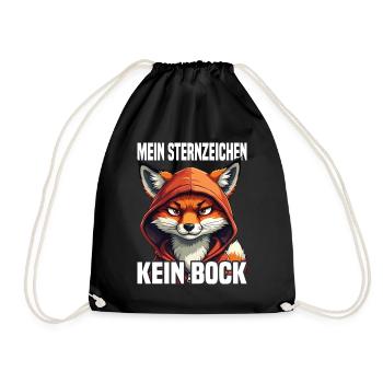 Mein Sternzeichen Kein Bock Fuchs - Turnbeutel - Schwarz - Vorne