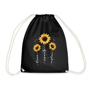 Summer Flowers Flower Inspiration Motivational Saying - Drawstring Bag - black - Front