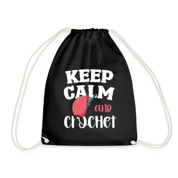 Keep Calm And Crochet Art Design - Drawstring Bag - black - Front