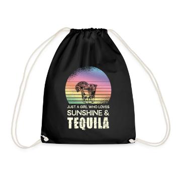 A girl who loves sun and tequila - Drawstring Bag - black - Front