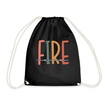 Feuerwehr Mama Retro Feuerwehr Rote Linie Lustig - Turnbeutel - Schwarz - Vorne