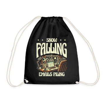 Snow-falling e-mails pile up, winter work - Drawstring Bag - black - Front