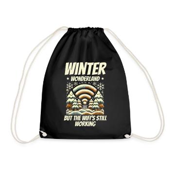 Winter wonderland, but wifi works, winter - Drawstring Bag - black - Front