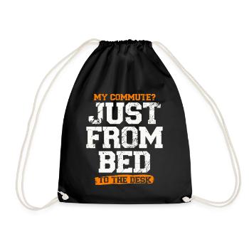 My way from bed to desk remote work fun - Drawstring Bag - black - Front