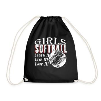 Girls Softball Learn It Live It Love It - Drawstring Bag - black - Front