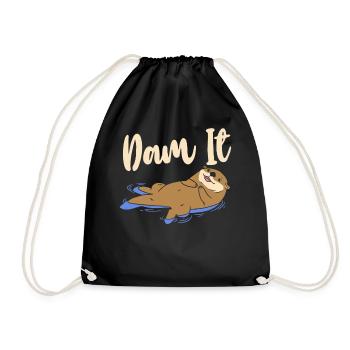 Otter Pun Dam It - Drawstring Bag - black - Front