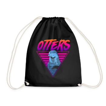 Otter 80s 90s Retro Vintage Otters - Drawstring Bag - black - Front