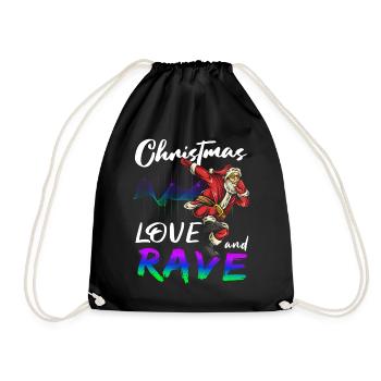 Weihnachten Disco, Rave, Techno, House, Goa, Party - Turnbeutel - Schwarz - Vorne