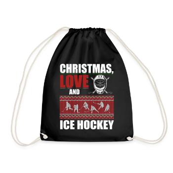 Weihnachten, Liebe und Eishockey Magie auf dem Eis - Turnbeutel - Schwarz - Vorne