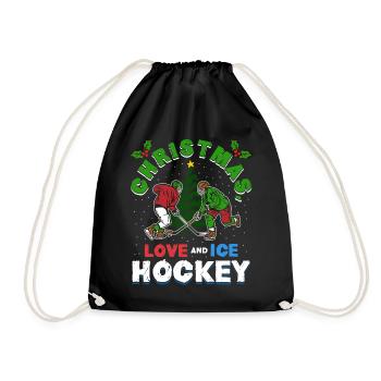 Weihnachten, Liebe und Eishockey Magie auf dem Eis - Turnbeutel - Schwarz - Vorne