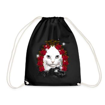Weihnachtsgeschenk Katze Märchen Märchenfigur Xmas - Turnbeutel - Schwarz - Vorne