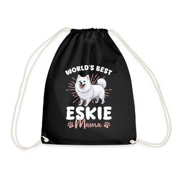 American Eskimo Dog Dog Eskie Mom - Drawstring Bag - black - Front