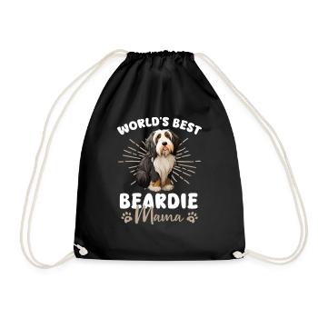 Bearded Collie Dog Beardie Mom - Drawstring Bag - black - Front