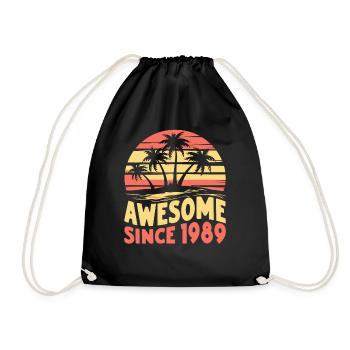 Awesome Since 1989 Birthday - Drawstring Bag - black - Front