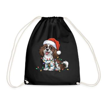 Épagneul tibétain Noël lumières Noël chiens cadeaux - Sac de sport léger - noir - Devant