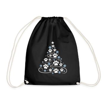 Christmas Christmas Tree Paw Paw Print - Drawstring Bag - black - Front