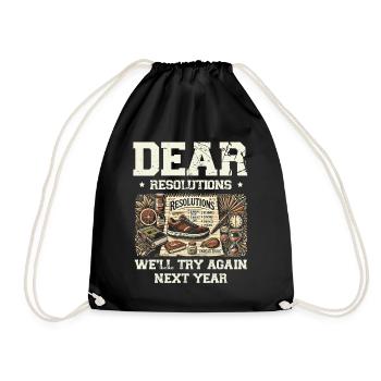 New resolutions, we'll try next year - Drawstring Bag - black - Front