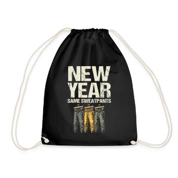 Neujahrs-Same-Jogginghose, Humor-Neujahrsstimmung - Turnbeutel - Schwarz - Vorne