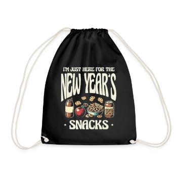 I'm only here for the New Year's snacks and food - Drawstring Bag - black - Front