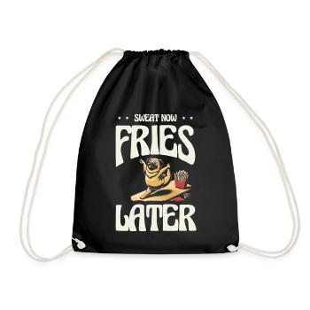 Maintenant, sueur, frites plus tard, humour fitness - Sac de sport léger - noir - Devant