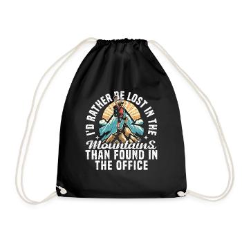 BE LOST IN THE MOUNTAINS THAN FOUND IN THE OFFICE - Drawstring Bag - black - Front