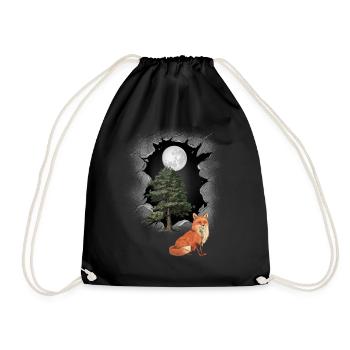 Fox Foxes Vixen Mystical Nature Child - Drawstring Bag - black - Front