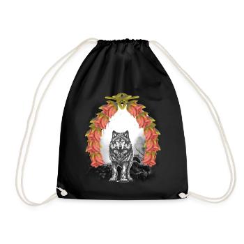 Wolf Wölfe Halloween Märchen Märchenfigur mystisch - Turnbeutel - Schwarz - Vorne