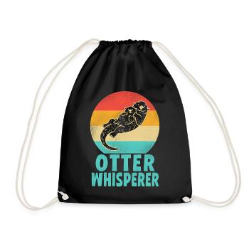 Otter Retro Vintage Otter - Drawstring Bag - black - Front