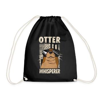 Otter American Flag Otter - Drawstring Bag - black - Front