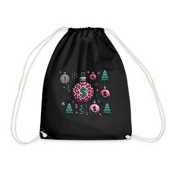 Christmas Baubles Dollar Symbols - Drawstring Bag - black - Front