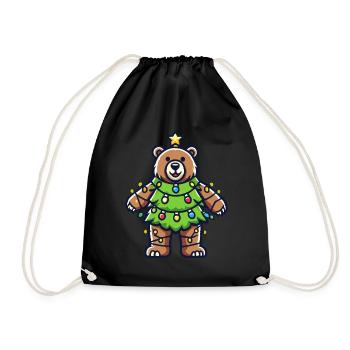 Christmas bear with fairy lights - Drawstring Bag - black - Front