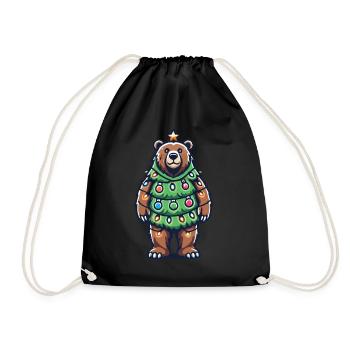 Ours de Noël avec arbre de lumière - Sac de sport léger - noir - Devant