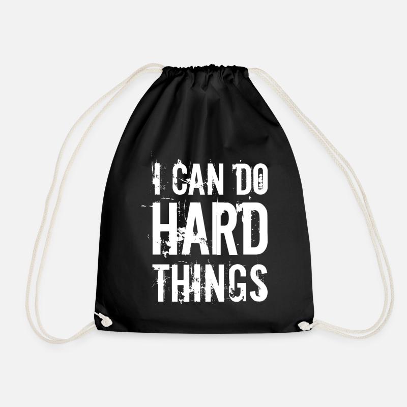 I can do hard things - Drawstring Bag - black