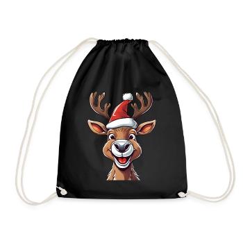 Joyeux renne avec chapeau de Noël pour le - Sac de sport léger - noir - Devant