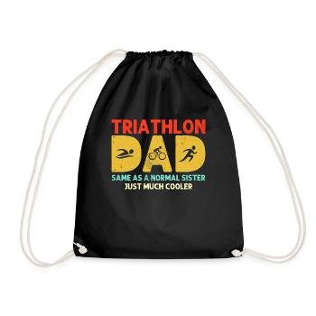 Triathlon Papa Triathlet Retro Marathon Papa - Turnbeutel - Schwarz - Vorne