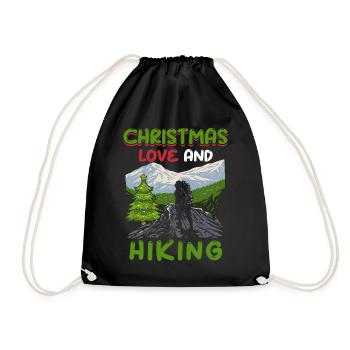 Frohes Fest Weihnachten, Liebe & Wandern - Turnbeutel - Schwarz - Vorne