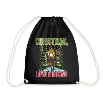 Frohes Fest Weihnachten, Liebe & Wandern - Turnbeutel - Schwarz - Vorne