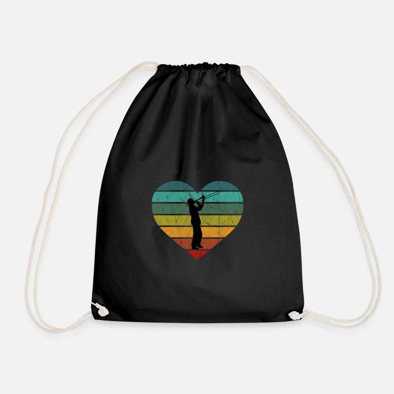 Posaunist Silhouette Posaune Retro Herz - Turnbeutel - Schwarz