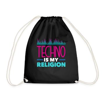 Techno Lover: Techno Ist Meine Religion - Turnbeutel - Schwarz - Vorne