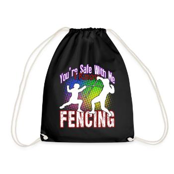 You're Safe With Me I Know Fencing - Drawstring Bag - black - Front