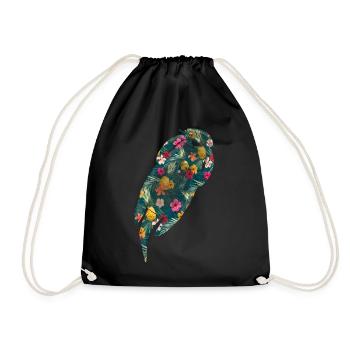 Otter Tropical Flowers Floral - Drawstring Bag - black - Front