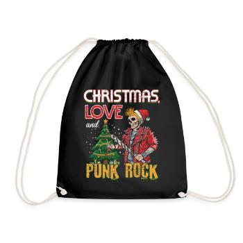 Rockige Weihnachten: Konzert Santa Claus Punk Rock - Turnbeutel - Schwarz - Vorne