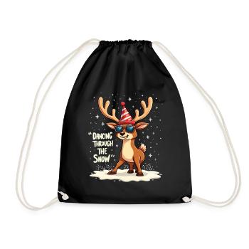 Dancing Through The Snow Reindeer Christmas - Drawstring Bag - black - Front