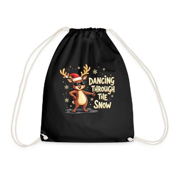 Dancing Through The Snow Reindeer Christmas - Drawstring Bag - black - Front