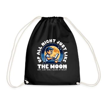 UP ALL NIGHT JUST LIKE THE MOON - Drawstring Bag - black - Front
