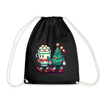 Merry Christmas Retro Style - Drawstring Bag - black - Front