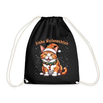 Joyeux Noël chat en chapeau de Père Noël pour - Sac de sport léger - noir - Devant