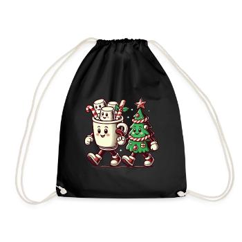 Merry Christmas Retro Style Vintage - Drawstring Bag - black - Front
