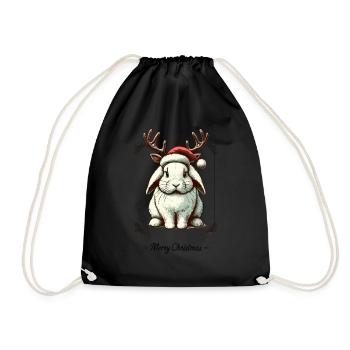Niedlicher Hase Weihnachten Stil - Turnbeutel - Schwarz - Vorne